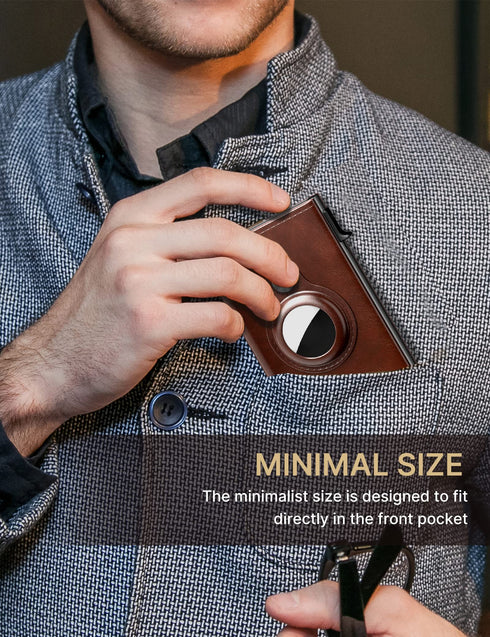 Typecase Mens Wallet Card Holder for Tracker: Leather Smart Wallet for Men Compatible with Apple Tracker, RFID Blocking, Slim, Minimalist - 9-14 Card Capacity | ID Window | Cash Slot